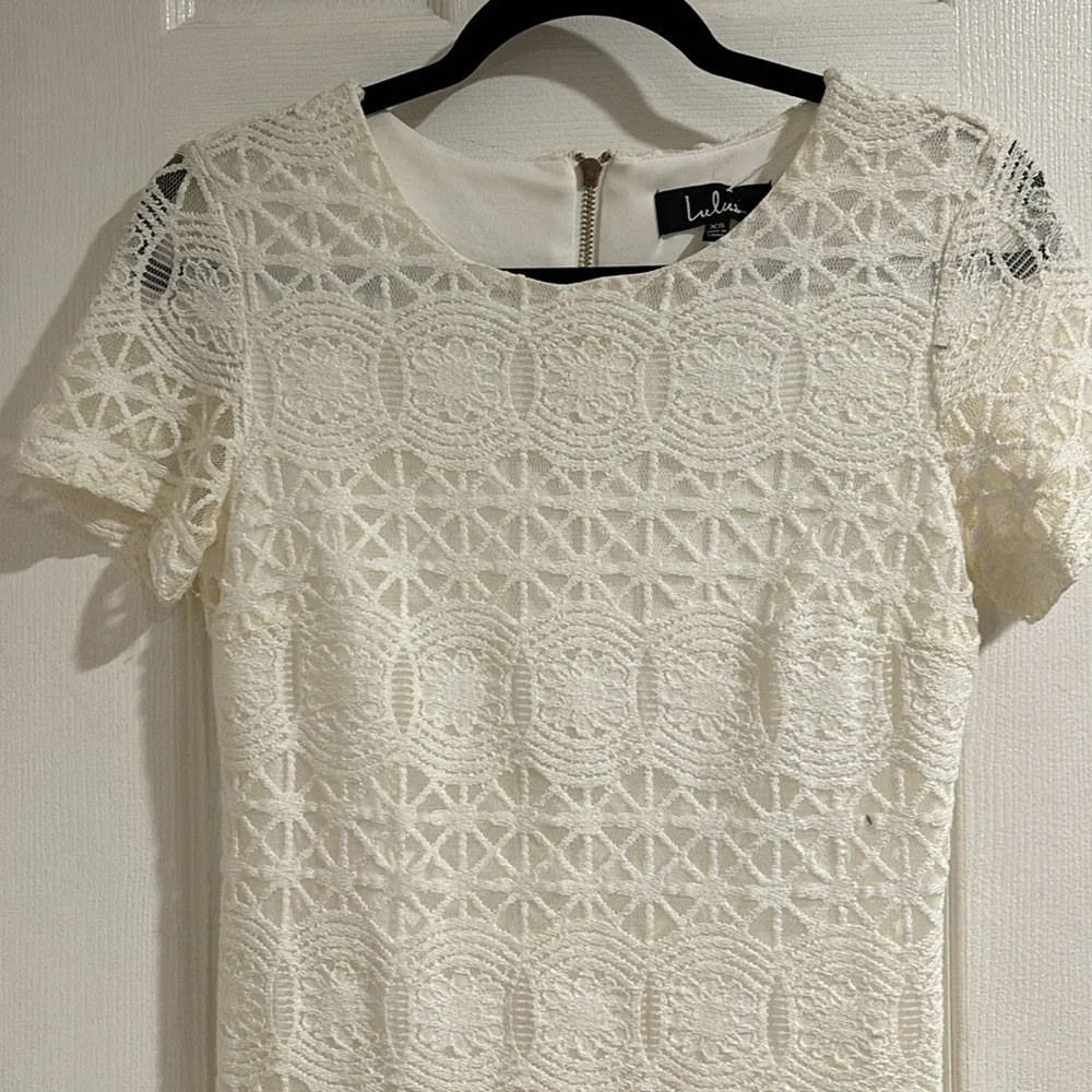 White Lace Lulus Dress - Picture 4 of 7